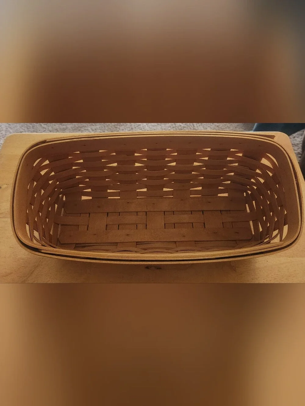Longaberger Envelope Basket with Plastic and Fabric Liner